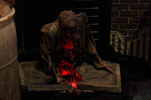 Animatronic figures for NYC Halloween decor