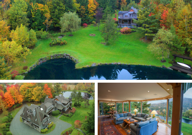 This Stowe, VT property is so stunning, it's almost poetic. In fact, the listing description reads like a poem! A mountain view of green and golds A story that unfolds. Of clear water pond and jumping trout, Children leaping in and out...Check out the full thing (and see more photos!) here.