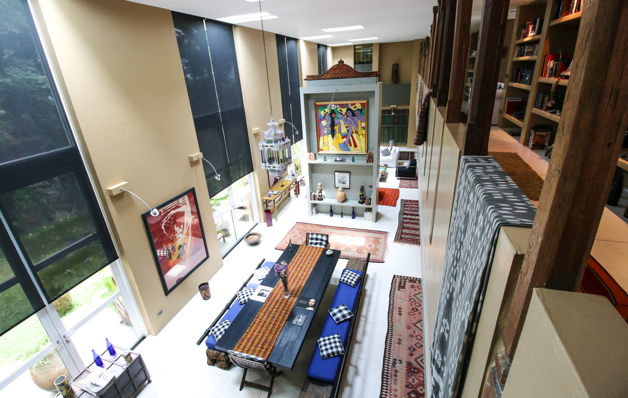 Second story hallway overlooking the open floor plan living area