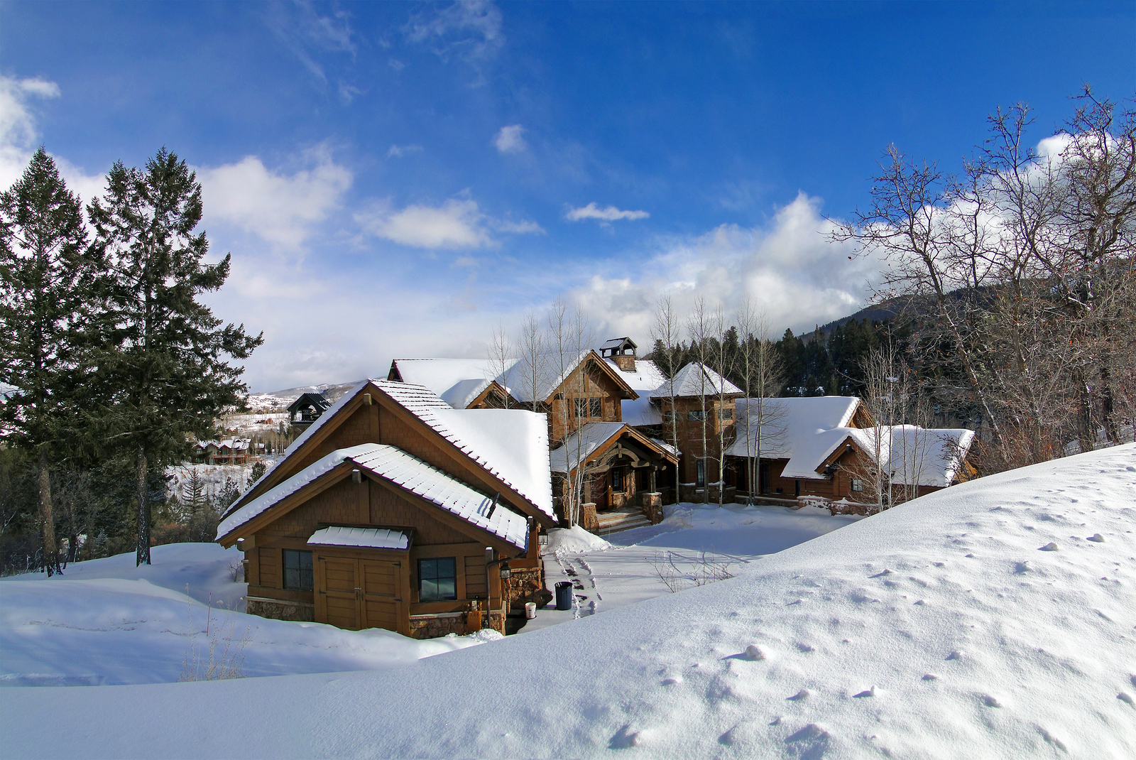 Large houses in winter mountains above Vail ValleyColorado