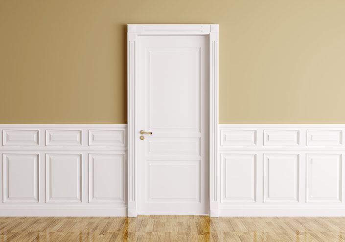 Interior of a room with classic door