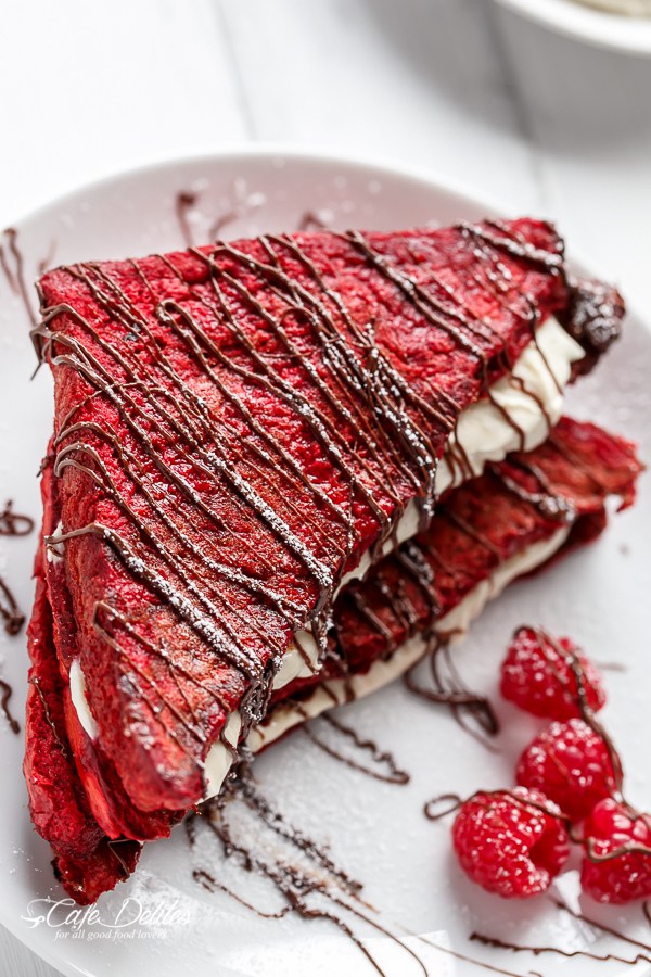 red velvet pancakes valentines day breakfast